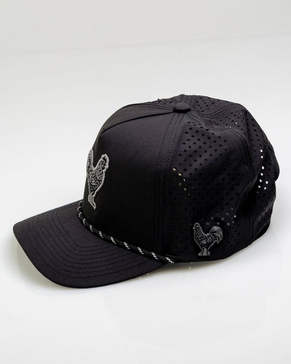 Black Cock Black - Perforated Rope Hat - Pins and Aces