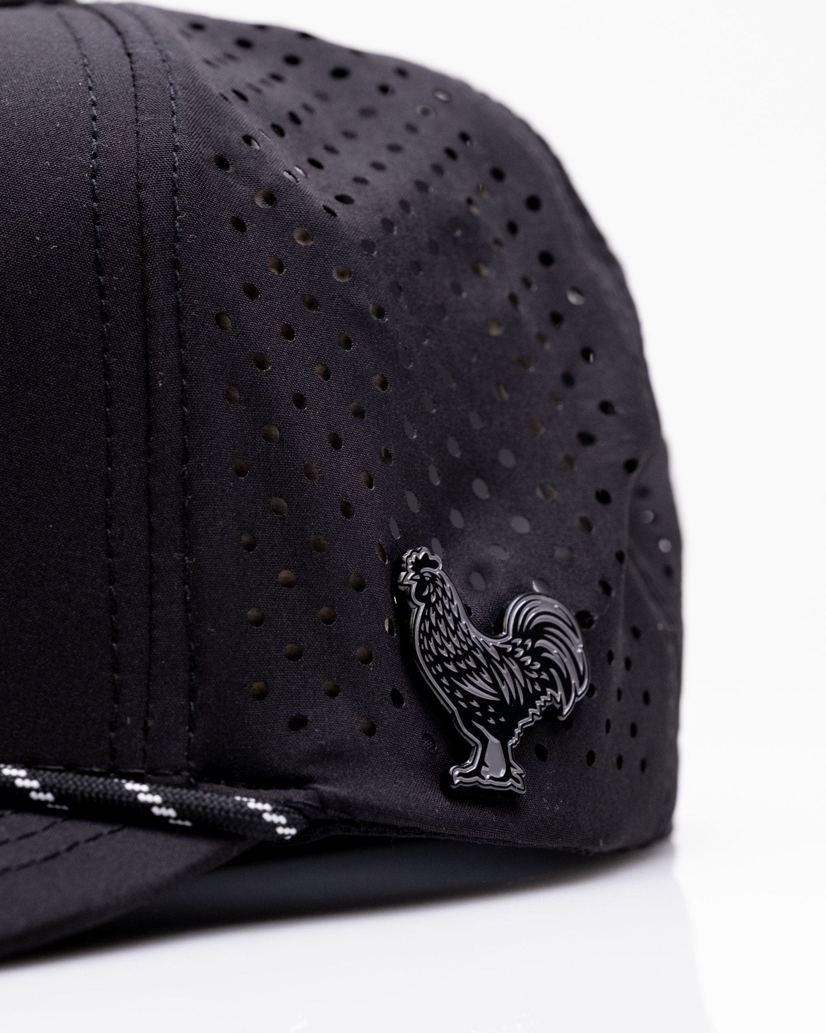 Black Cock Black - Perforated Rope Hat - Pins and Aces