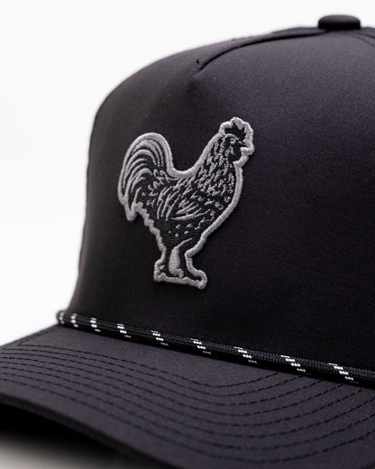 Black Cock Black - Perforated Rope Hat - Pins and Aces