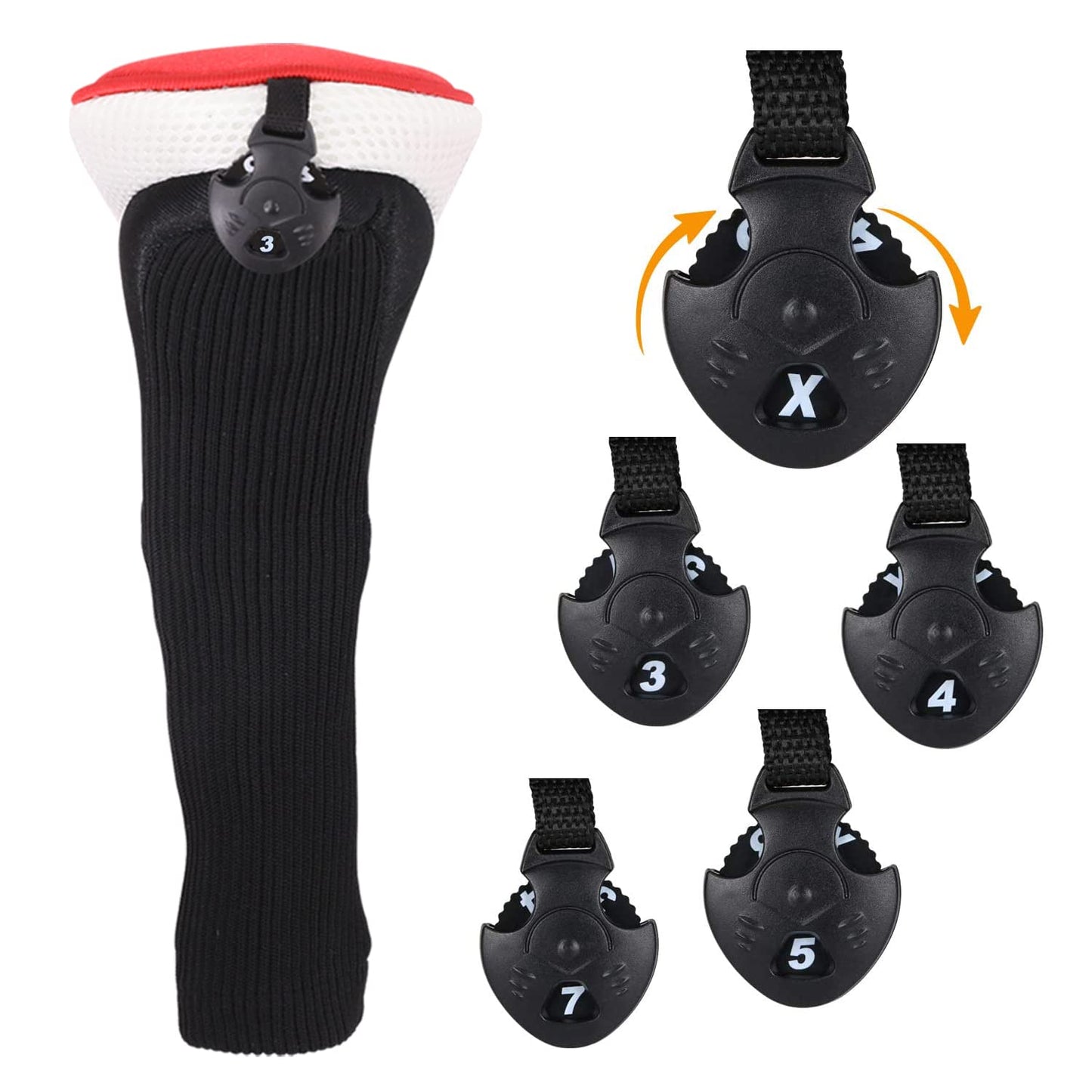 Black Golf Club Head Cover for Driver Fairway 3 Pcs Woods Headcovers - Black - Blue - 