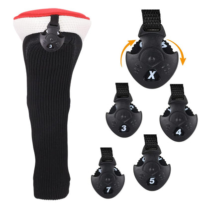Black Golf Club Head Cover for Driver Fairway 3 Pcs Woods Headcovers - Black - Blue - 