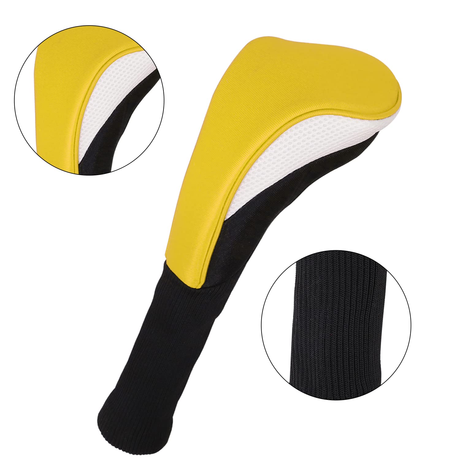 Black Golf Club Head Cover for Driver Fairway 3 Pcs Woods Headcovers - Black - Blue - 