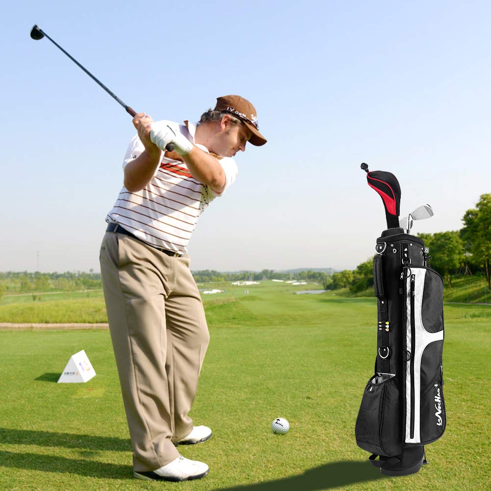 Black Golf Club Head Cover for Driver Fairway 3 Pcs Woods Headcovers - Black - Blue - 