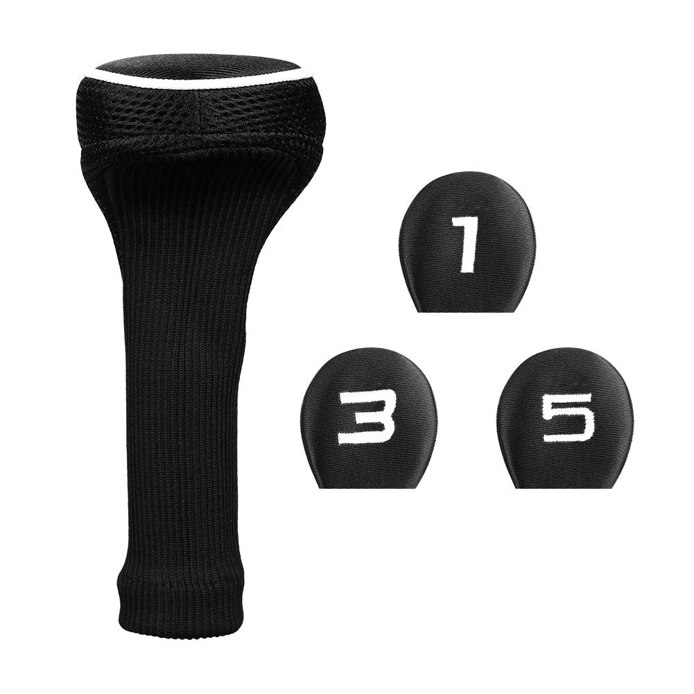 Black Golf Club Head Cover for Driver Fairway 3 Pcs Woods Headcovers - Black - Blue - 