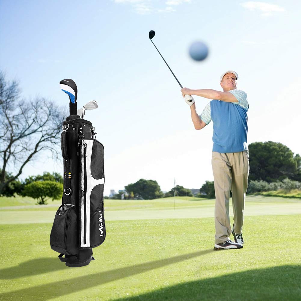 Black Golf Club Head Cover for Driver Fairway 3 Pcs Woods Headcovers - Black - Blue - 