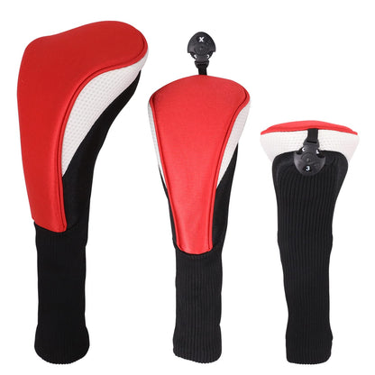 Black Golf Club Head Cover for Driver Fairway 3 Pcs Woods Headcovers - Black - Blue - 