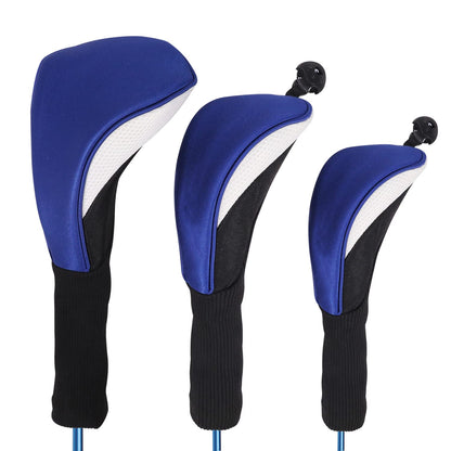 Black Golf Club Head Cover for Driver Fairway 3 Pcs Woods Headcovers - Black - Blue - 