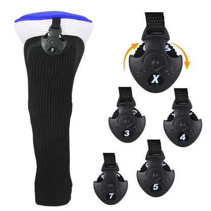Black Golf Club Head Cover for Driver Fairway 3 Pcs Woods Headcovers - Black - Blue - 