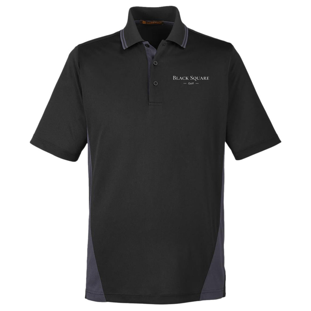 Black Square Golf Flash Men's Colorblock Golf Polo - Black/Dark Charcoal - S