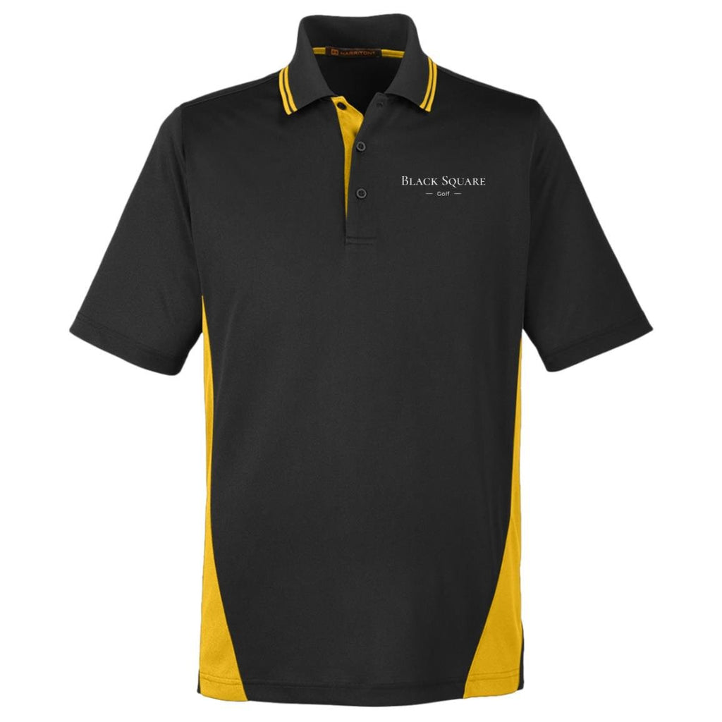 Black Square Golf Flash Men's Colorblock Golf Polo - Black/Yellow - S