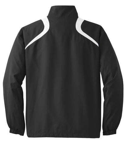 Black Square Golf 1/2-Zip Wind Shirt in Black/White, back flat lay