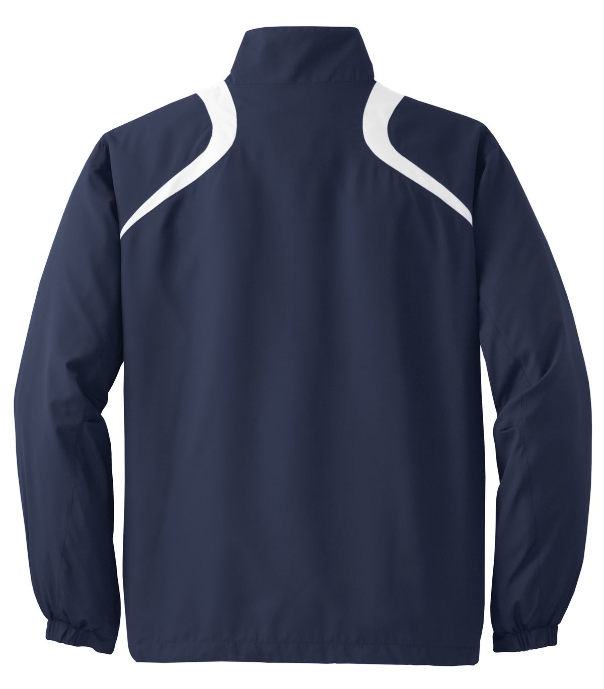 Black Square Golf 1/2-Zip Wind Shirt in True Navy/White, back flat lay