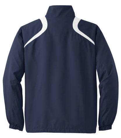 Black Square Golf 1/2-Zip Wind Shirt in True Navy/White, back flat lay