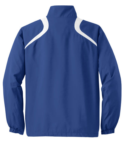 Black Square Golf 1/2-Zip Wind Shirt in True Royal/White, back flat lay
