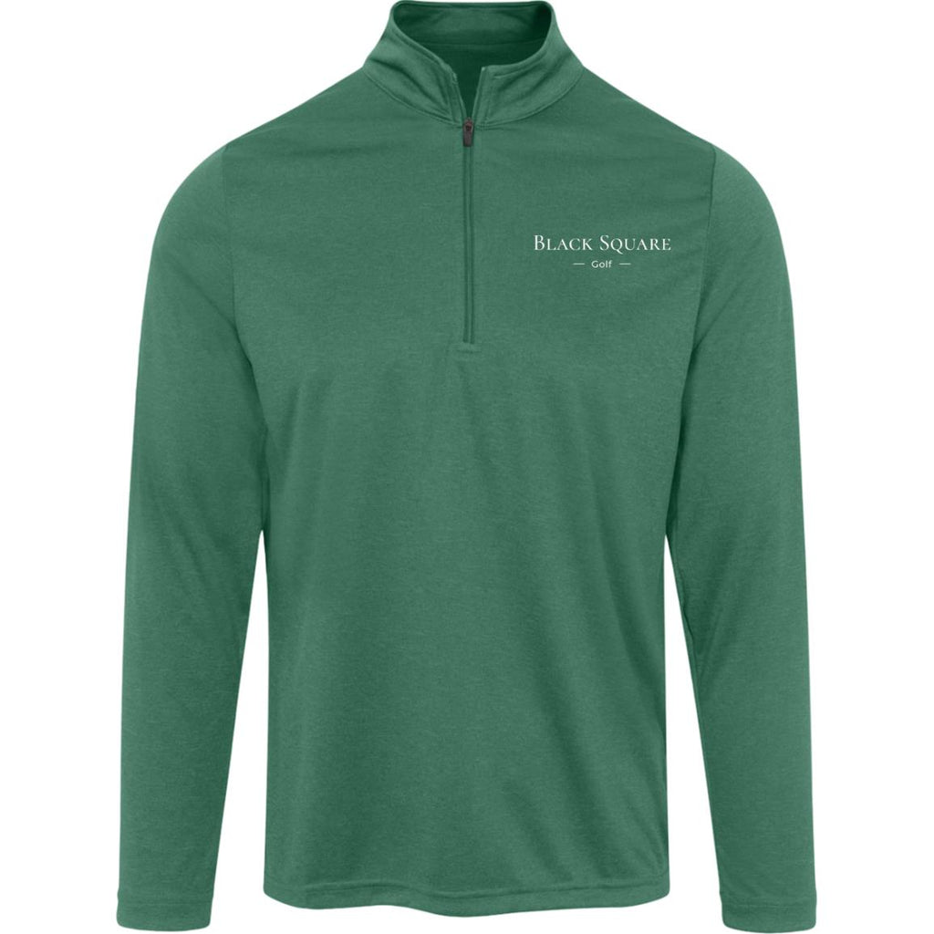 Black Square Golf Men's Heather Quarter Zip - Forest Green Heather - S