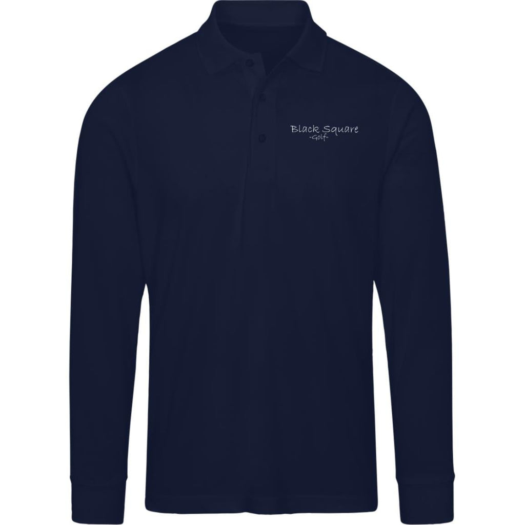 Black Square Golf Men's Long Sleeve Pique Polo - Classic Navy - S