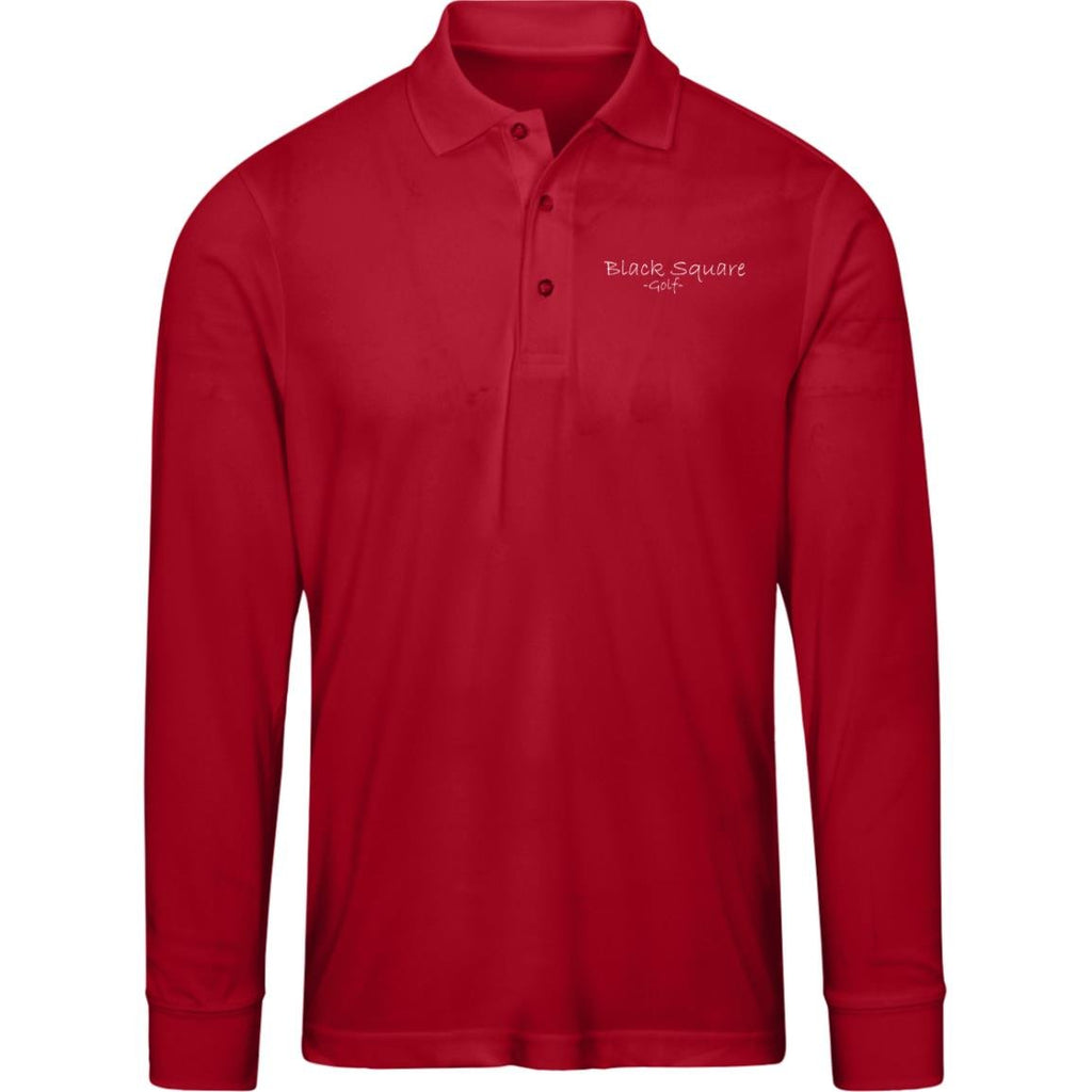 Black Square Golf Men's Long Sleeve Pique Polo - Classic Red - S