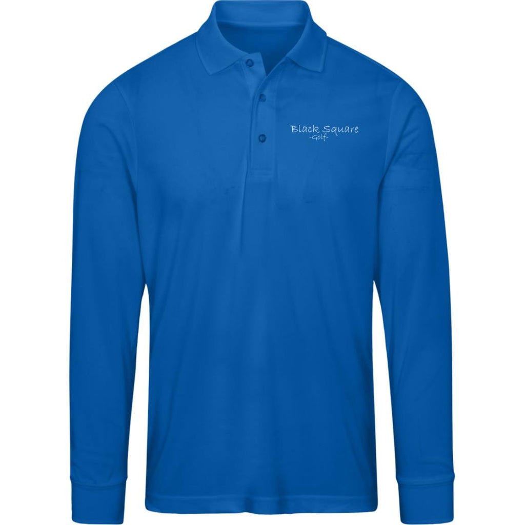 Black Square Golf Men's Long Sleeve Pique Polo - True Royal - S