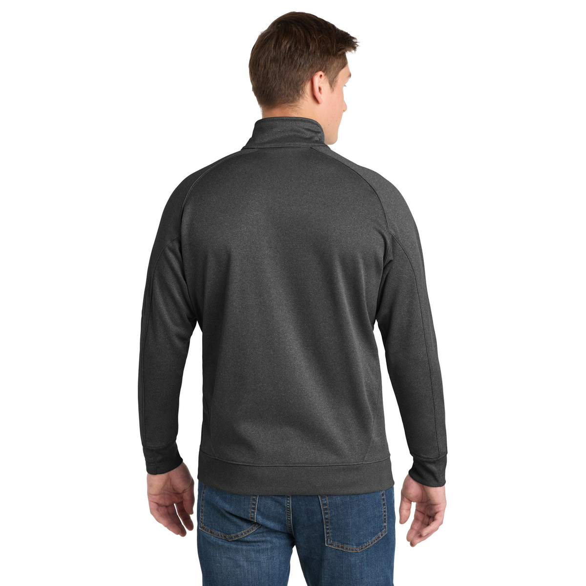 Black Square Golf Tech Fleece 1/4-Zip in Graphite Heather, back