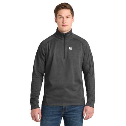 Black Square Golf Tech Fleece 1/4-Zip in Graphite Heather, front