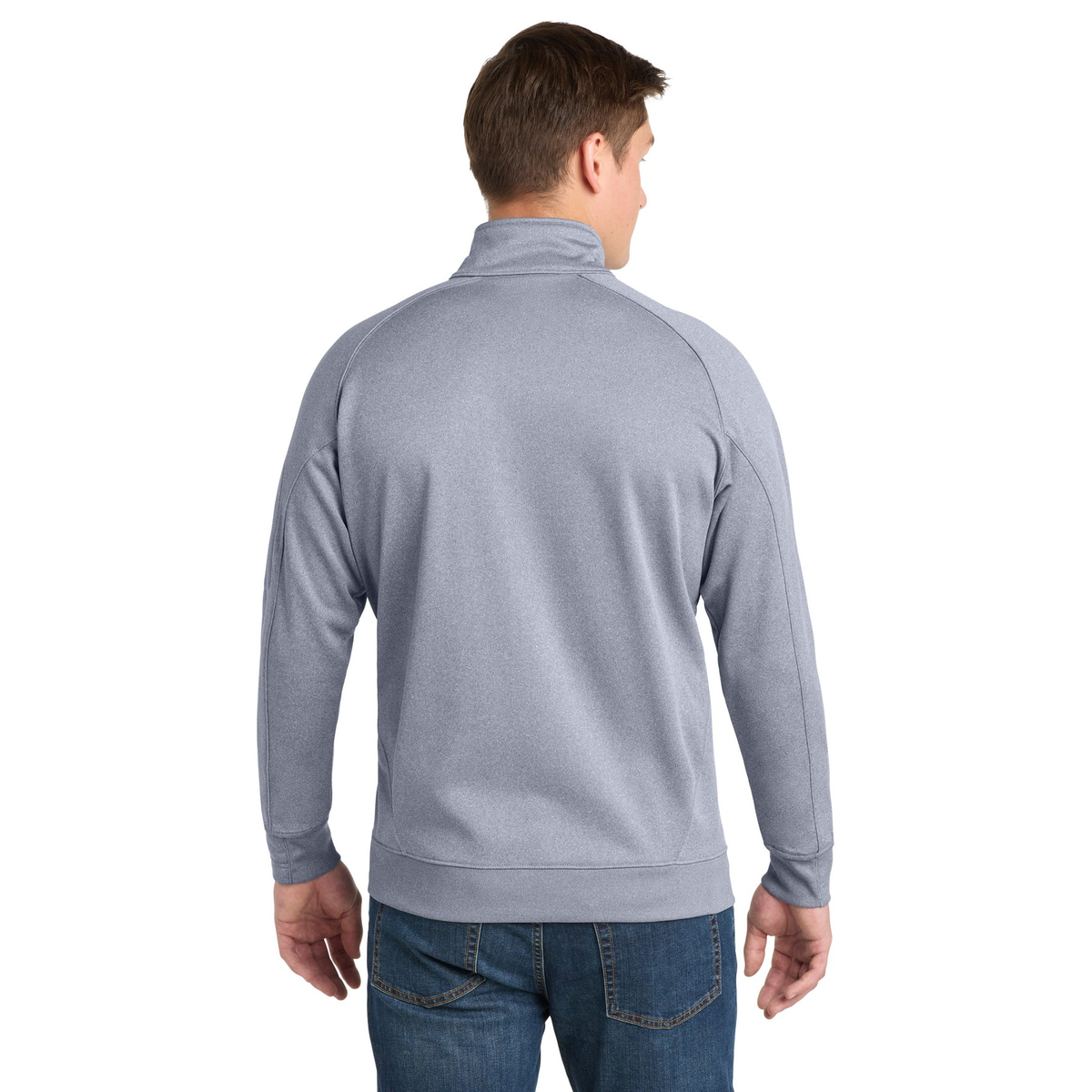 Black Square Golf Tech Fleece 1/4-Zip in Grey Heather, back