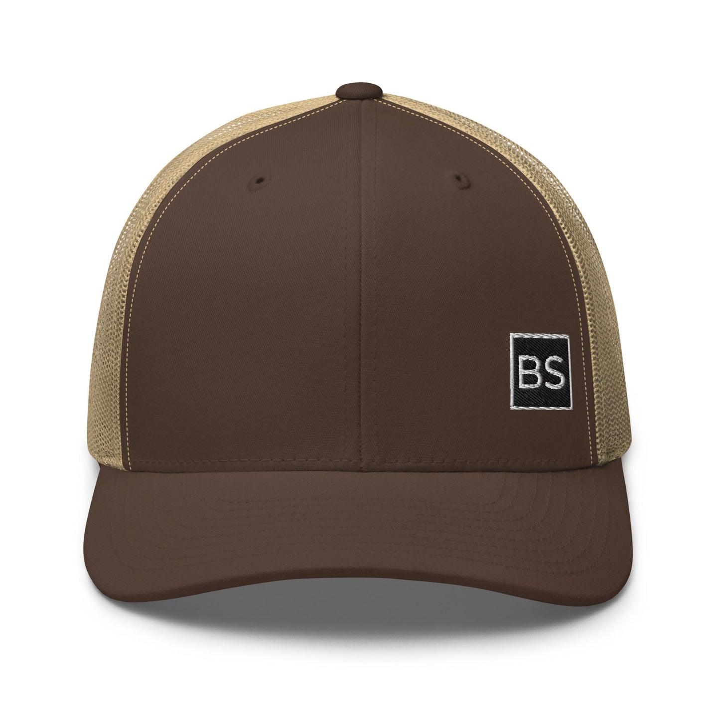 Black Square Golf Trucker Style Cap - Brown/ Khaki - 