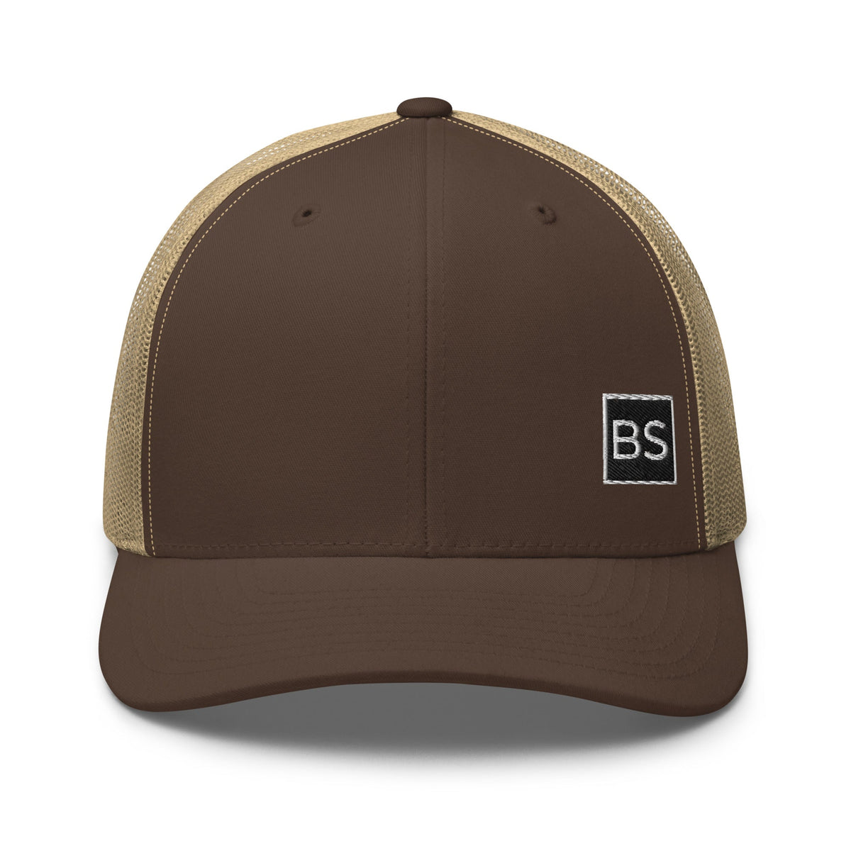 Black Square Golf Trucker Style Cap - Brown/ Khaki - 