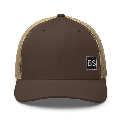 Black Square Golf Trucker Style Cap - Brown/ Khaki - 