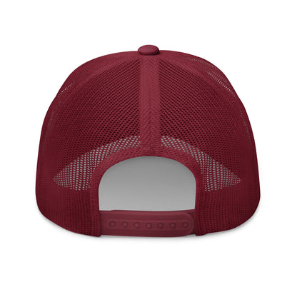 Black Square Golf Trucker Style Cap - Cranberry - 