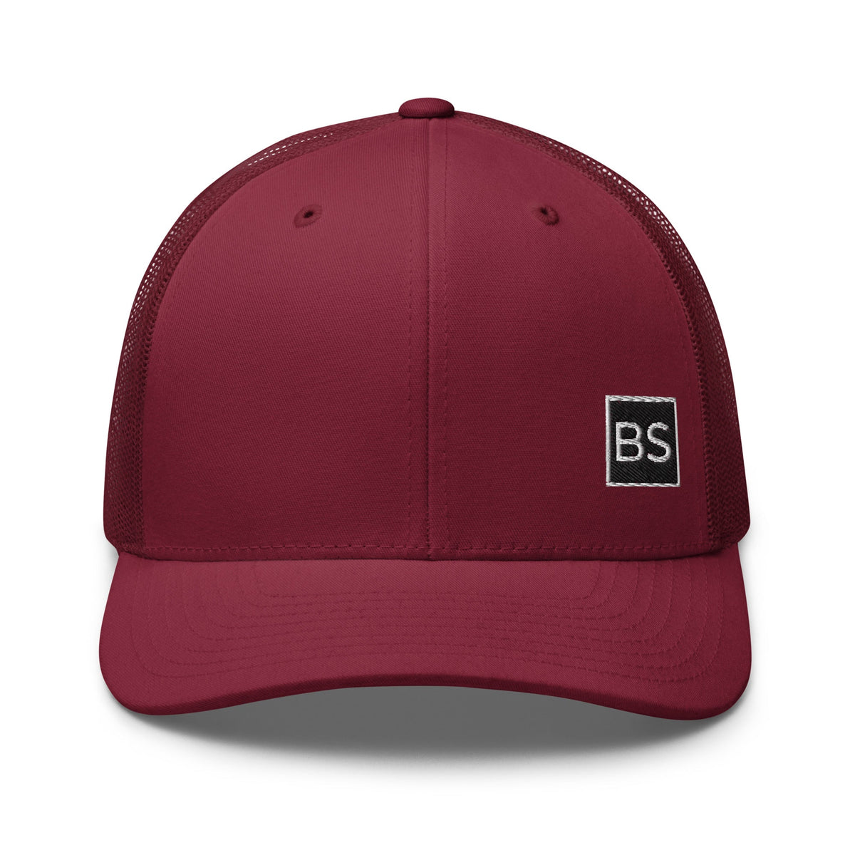 Black Square Golf Trucker Style Cap - Cranberry - 