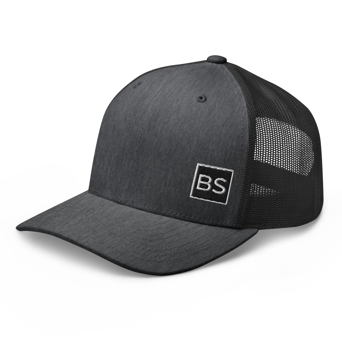 Black Square Golf Trucker Style Cap - Dark Heather Gray - 
