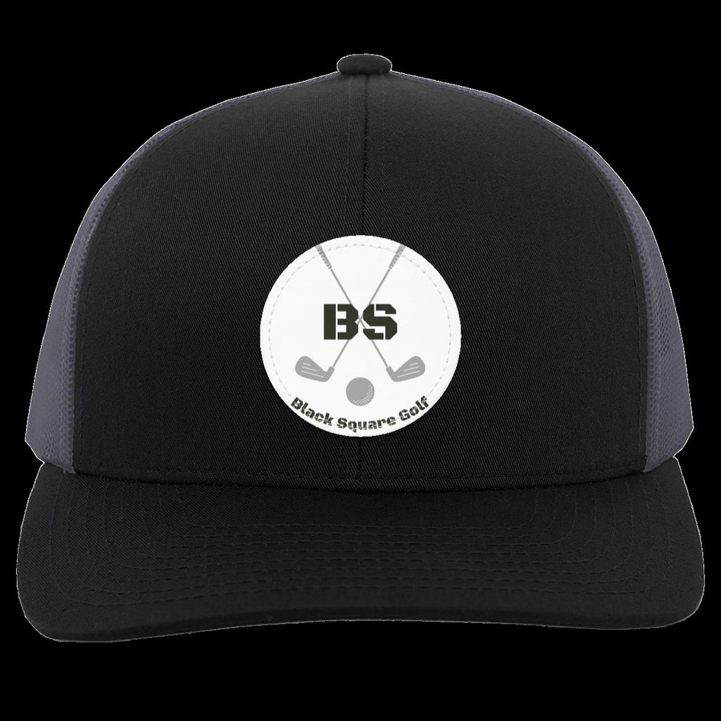 Black Square Golf Trucker-Style Snap-Back Basic Training Patch Golf Hat - Black/Graphite - Small Circle