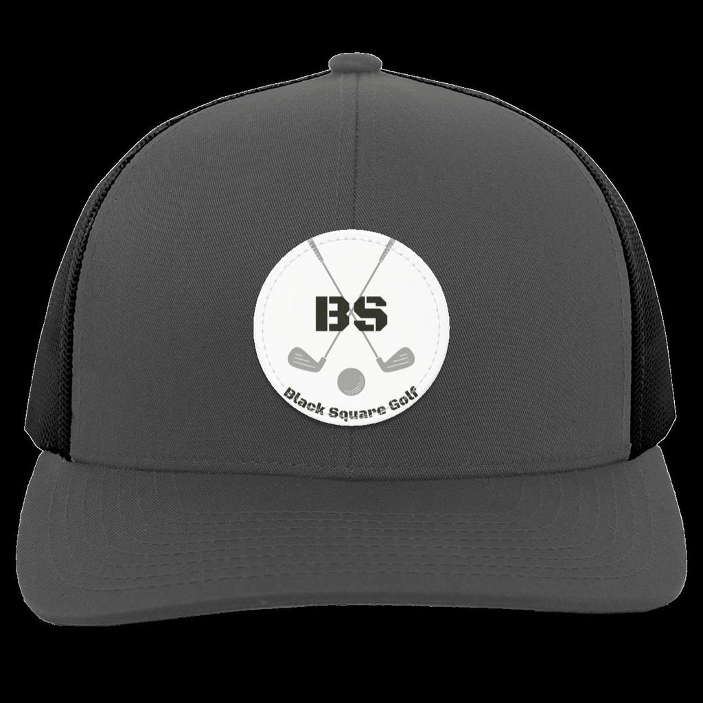 Black Square Golf Trucker-Style Snap-Back Basic Training Patch Golf Hat - Graphite/Black - Small Circle