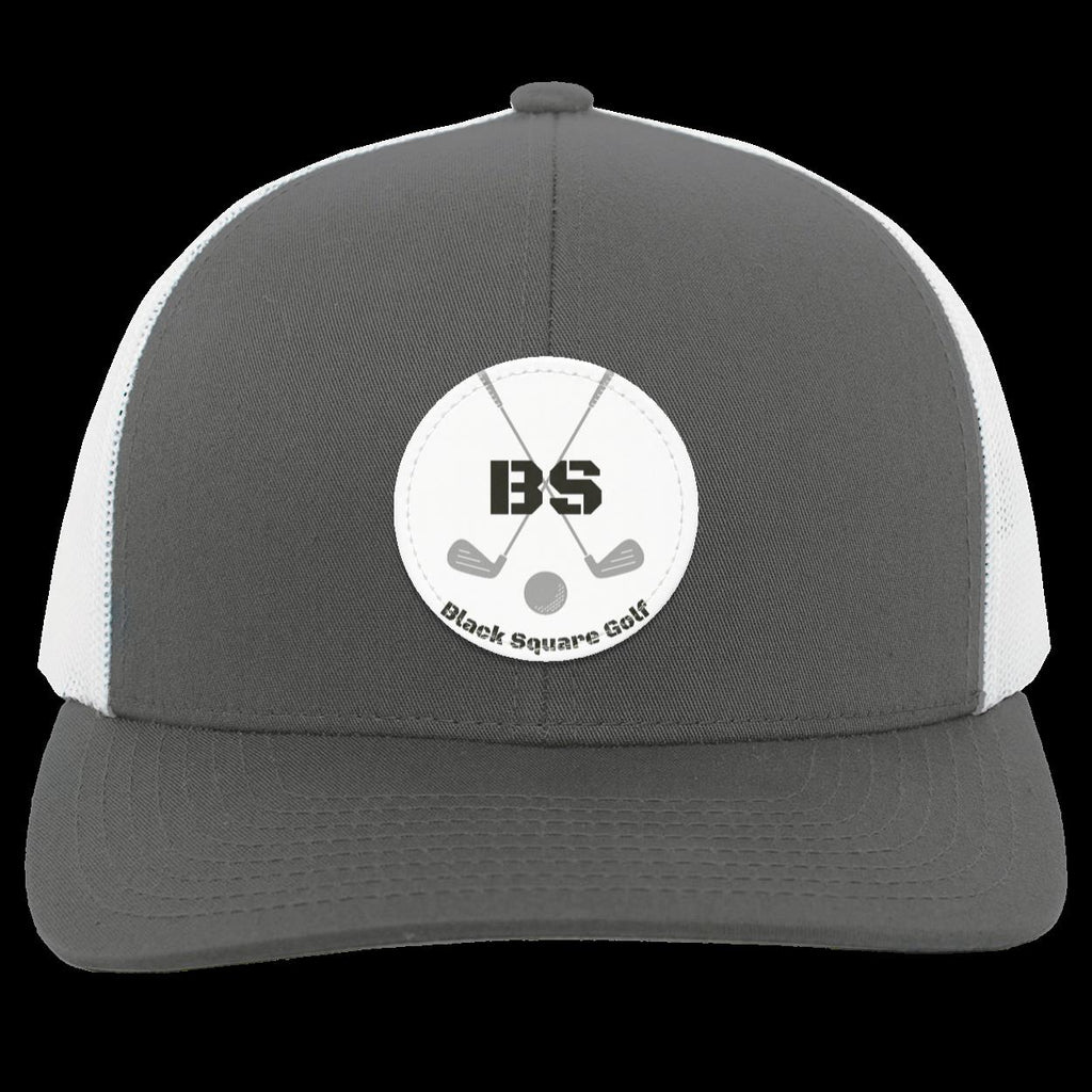Black Square Golf Trucker-Style Snap-Back Basic Training Patch Golf Hat - Graphite/White - Small Circle