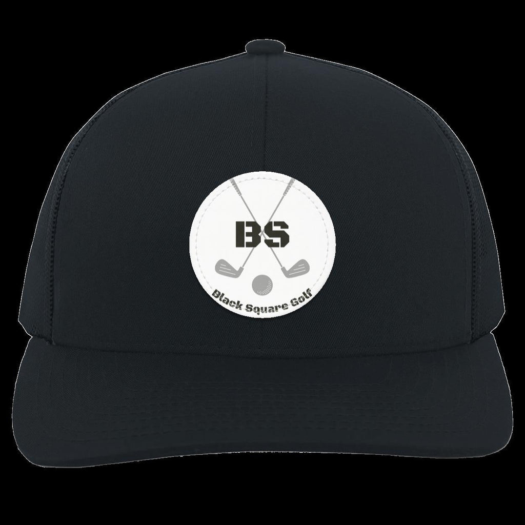 Black Square Golf Trucker-Style Snap-Back Basic Training Patch Golf Hat - Navy - Small Circle