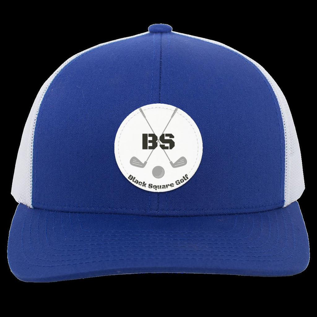 Black Square Golf Trucker-Style Snap-Back Basic Training Patch Golf Hat - Royal/White - Small Circle
