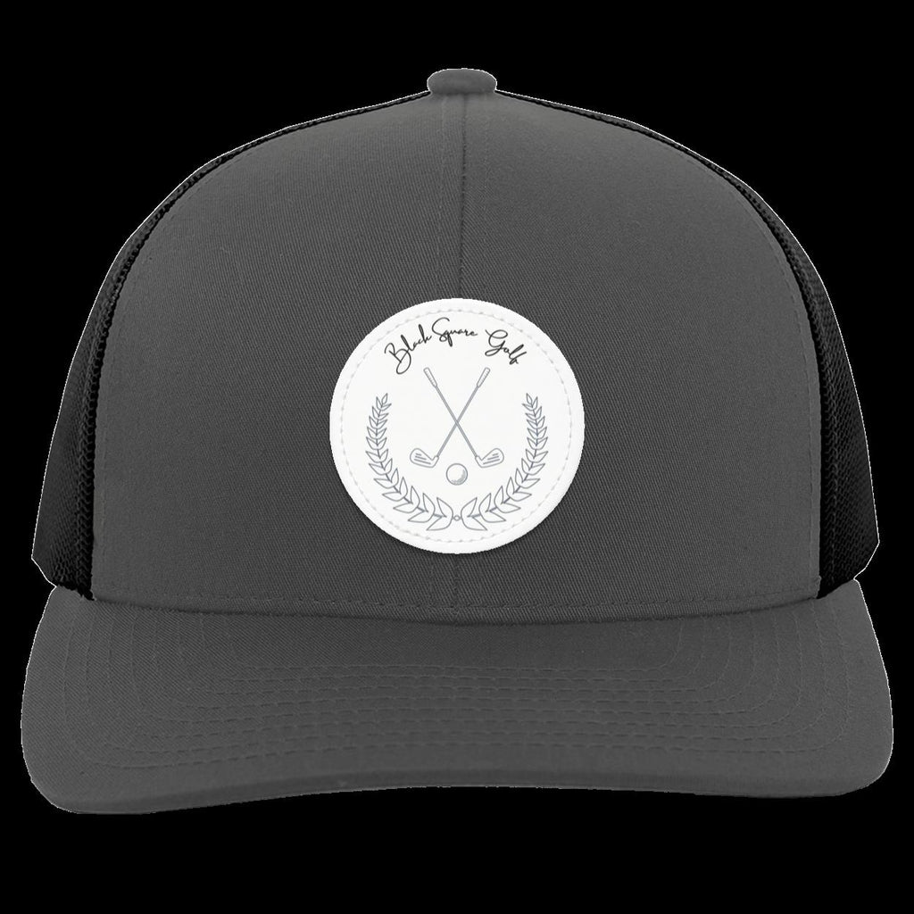 Black Square Golf Trucker-Style Snap-Back Vintage Patch Golf Hat - Graphite/Black - Small Circle