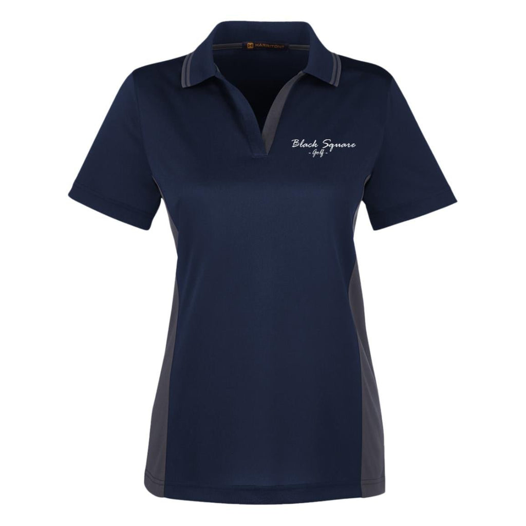 Black Square Golf Women's Colorblock Polo - Dark Navy/Dark Charcoal - X - Small