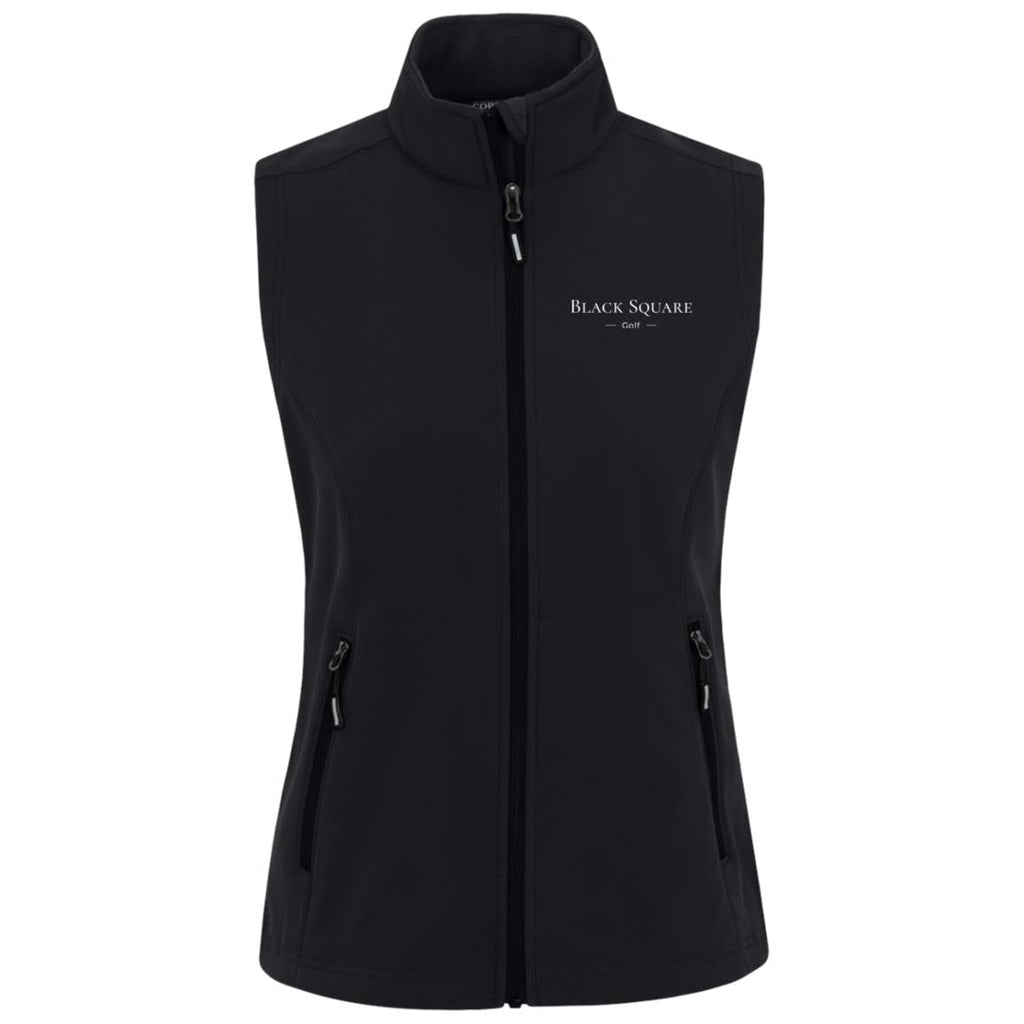 Black Square Golf Women's Cruise Two - Layer Fleece Bonded Soft Shell Vest - Black - X - Small