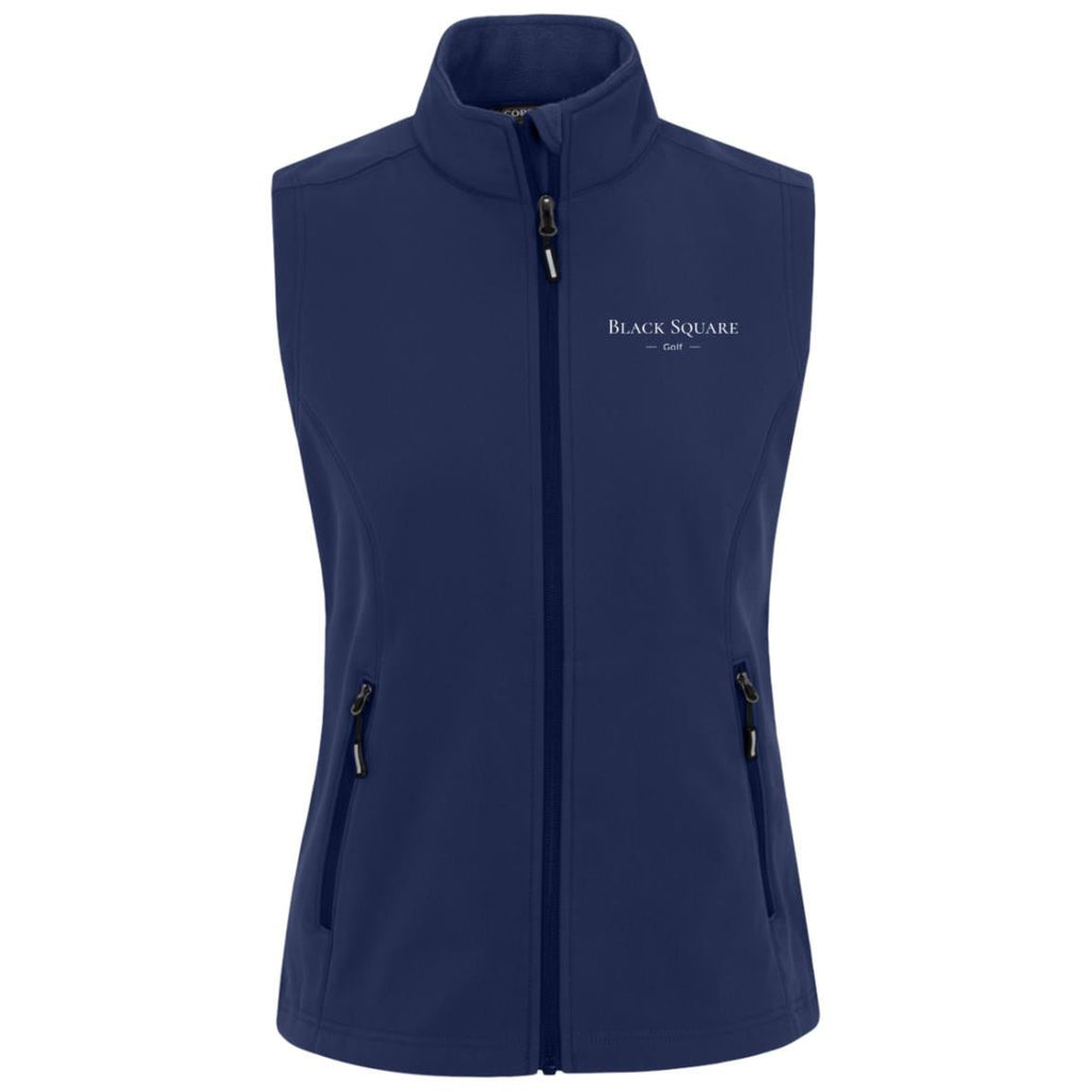 Black Square Golf Women's Cruise Two - Layer Fleece Bonded Soft Shell Vest - Classic Navy - X - Small