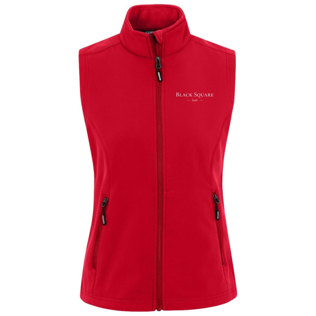 Black Square Golf Women's Cruise Two - Layer Fleece Bonded Soft Shell Vest - Classic Red - X - Small