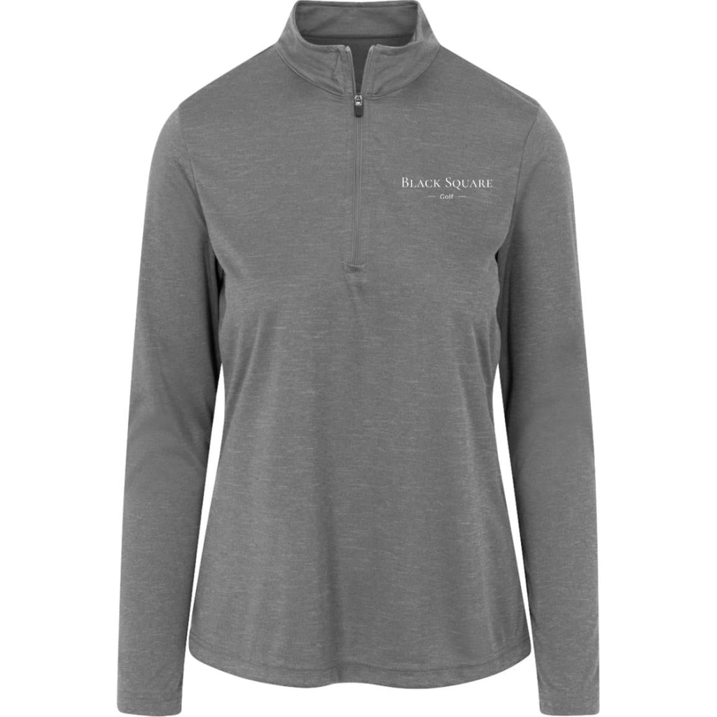 Black Square Golf Women's Heather Quarter Zip - Dark Grey Heather - X - Small