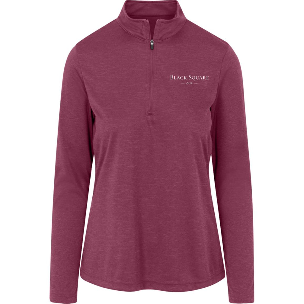 Black Square Golf Women's Heather Quarter Zip - Maroon Heather - X - Small