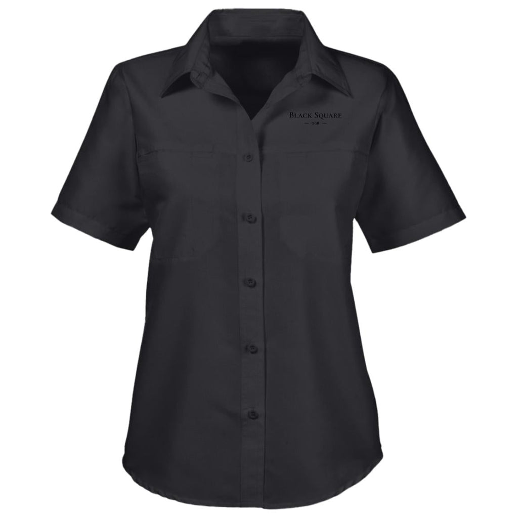 Black Square Golf Women's Key West Short Sleeve Golf Shirt - Black - X - Small