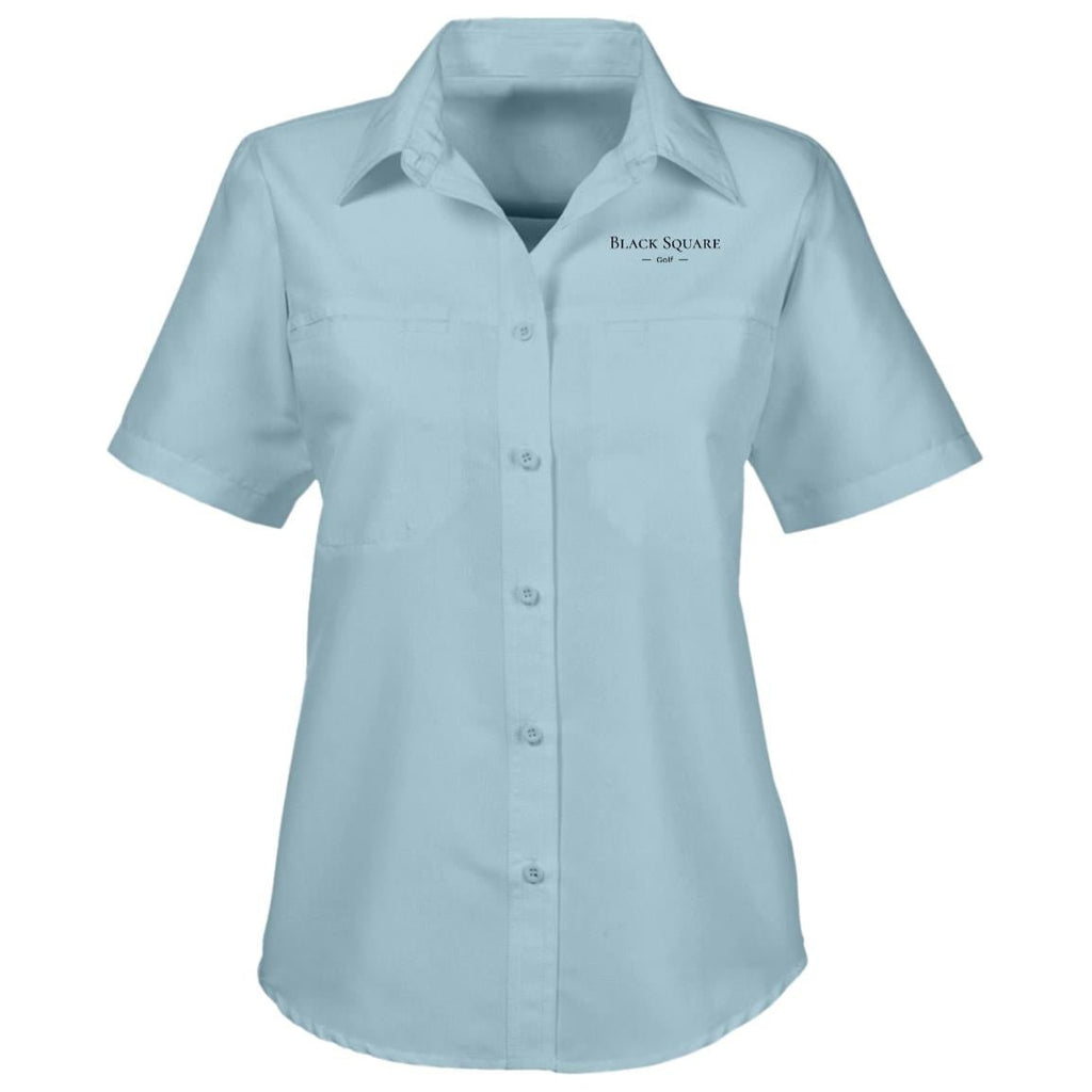 Black Square Golf Women's Key West Short Sleeve Golf Shirt - Cloud Blue - X - Small