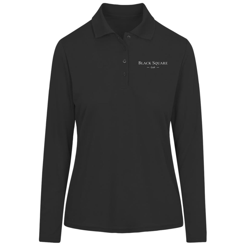 Black Square Golf Women's Pinnacle Long Sleeve Pique Golf Polo - Black - X - Small