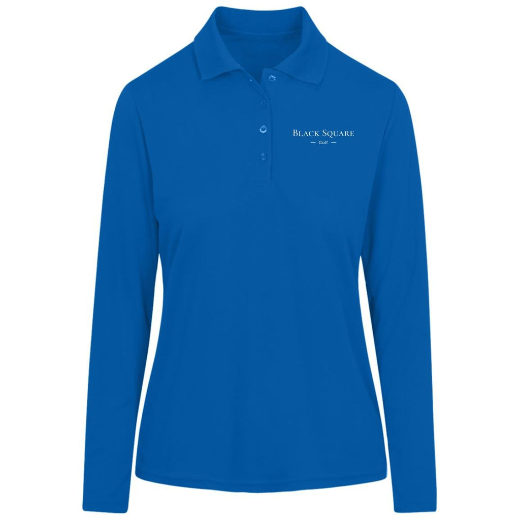 Black Square Golf Women's Pinnacle Long Sleeve Pique Golf Polo - True Royal - X - Small