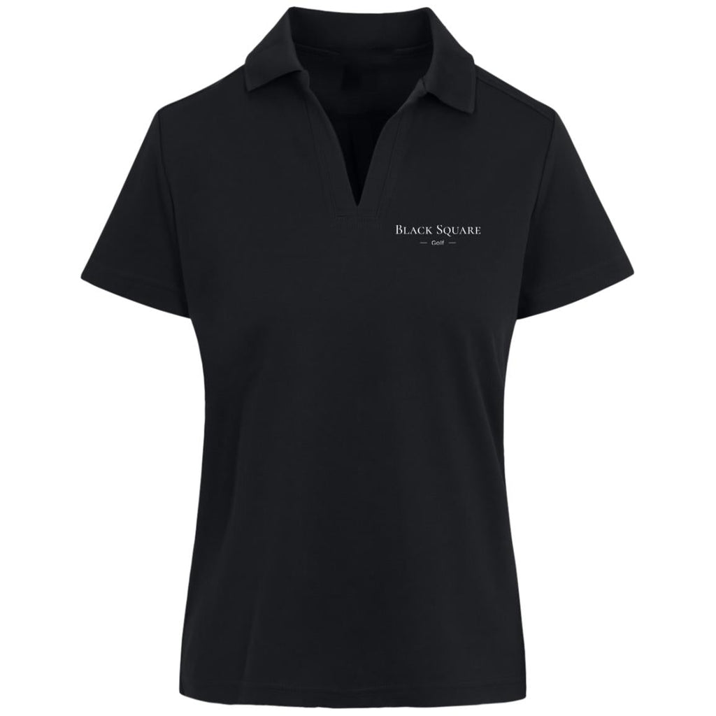 Black Square Golf Women's Plaited Golf Polo - Black - X - Small