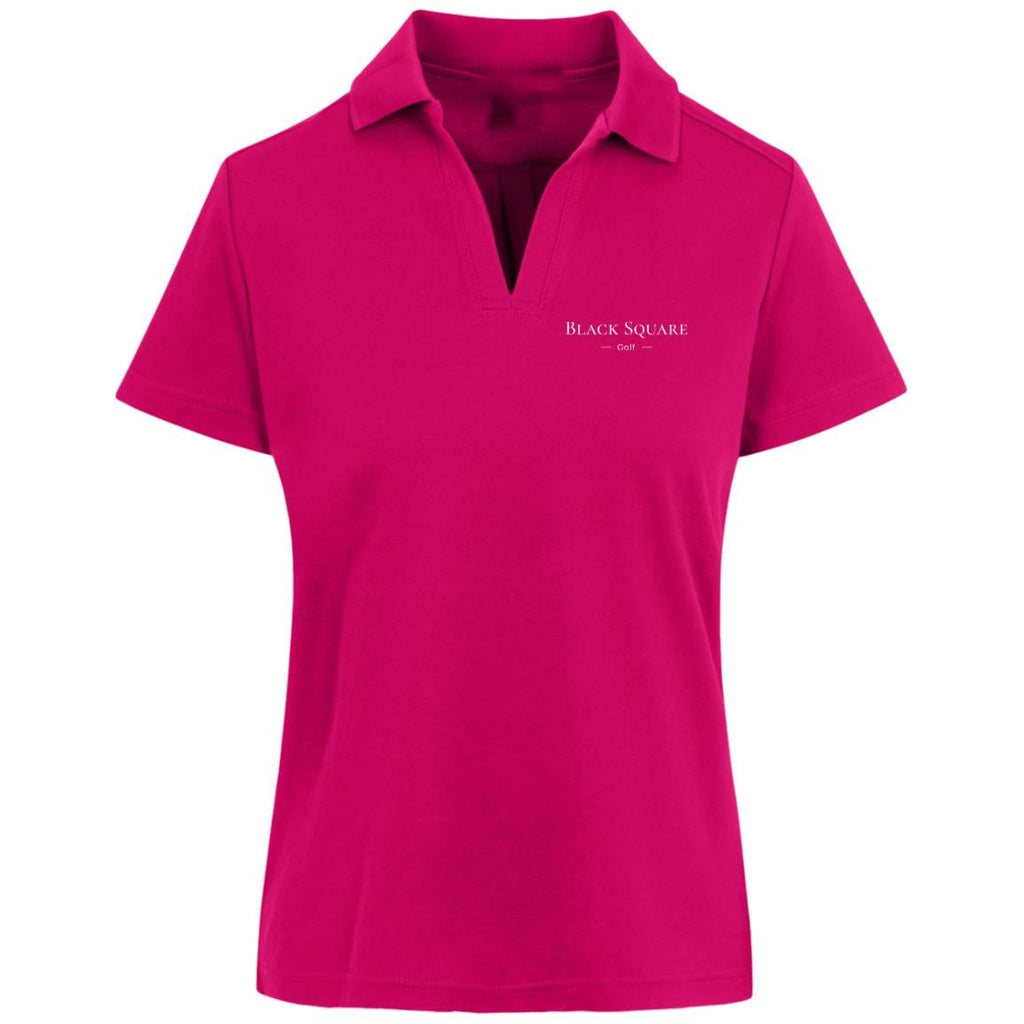 Black Square Golf Women's Plaited Golf Polo - Crown Rasberry - X - Small