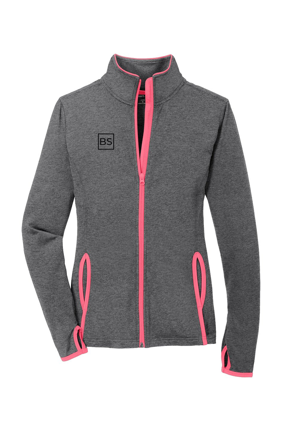 Black Square Golf Women's Sport - Wick Contrast Jacket - Charcoal grey heather/ hot coral - xs